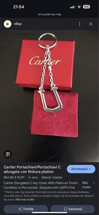 breloc cartier nou suflat platina keyring