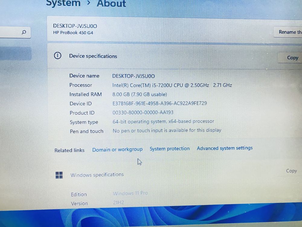 Laptop hp i5 7200u 8ram ssd