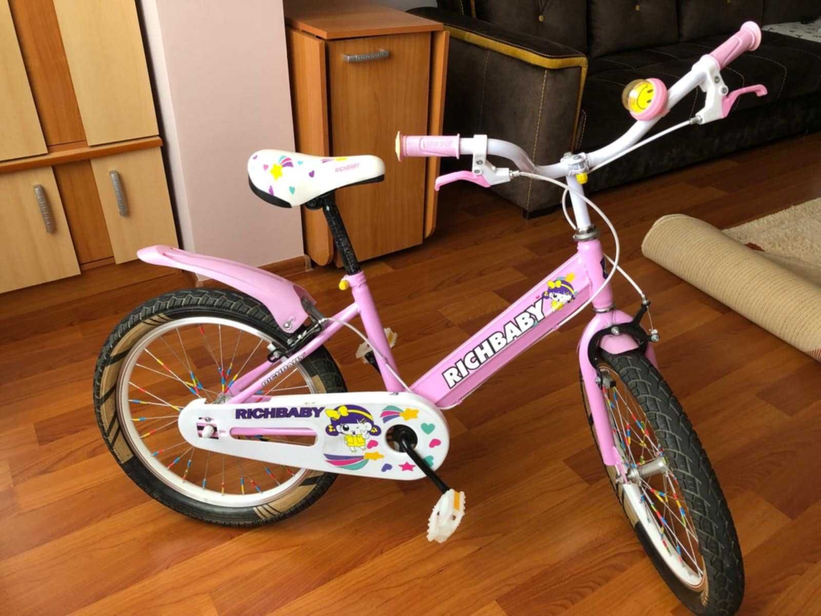 Bicicleta pentru copii Rich Baby, 20 inch, fucsia/ alb