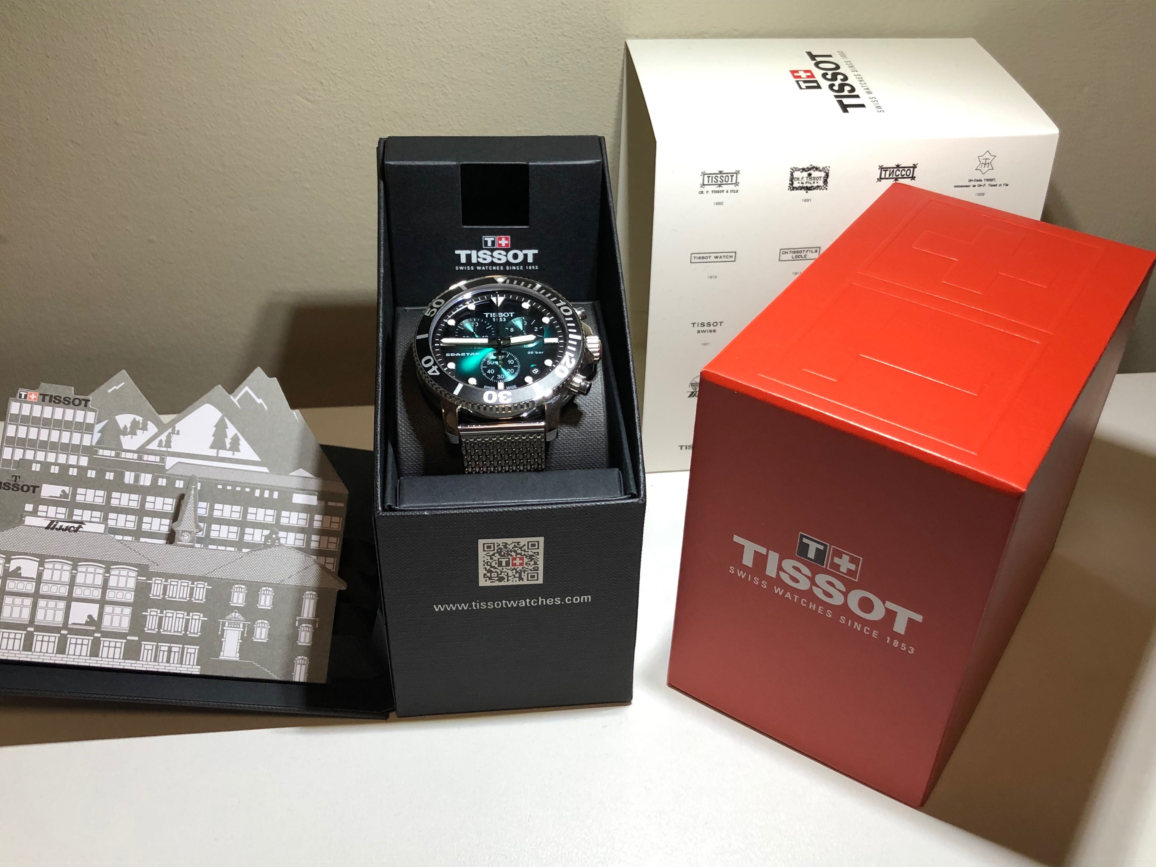 Ceas Tissot Seastar 1000 Chronograph Gradient Green, Bratara tip Plasa