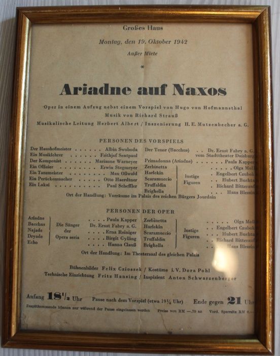 Pliant-program 1942 Germania - Ariadne Auf Naxos