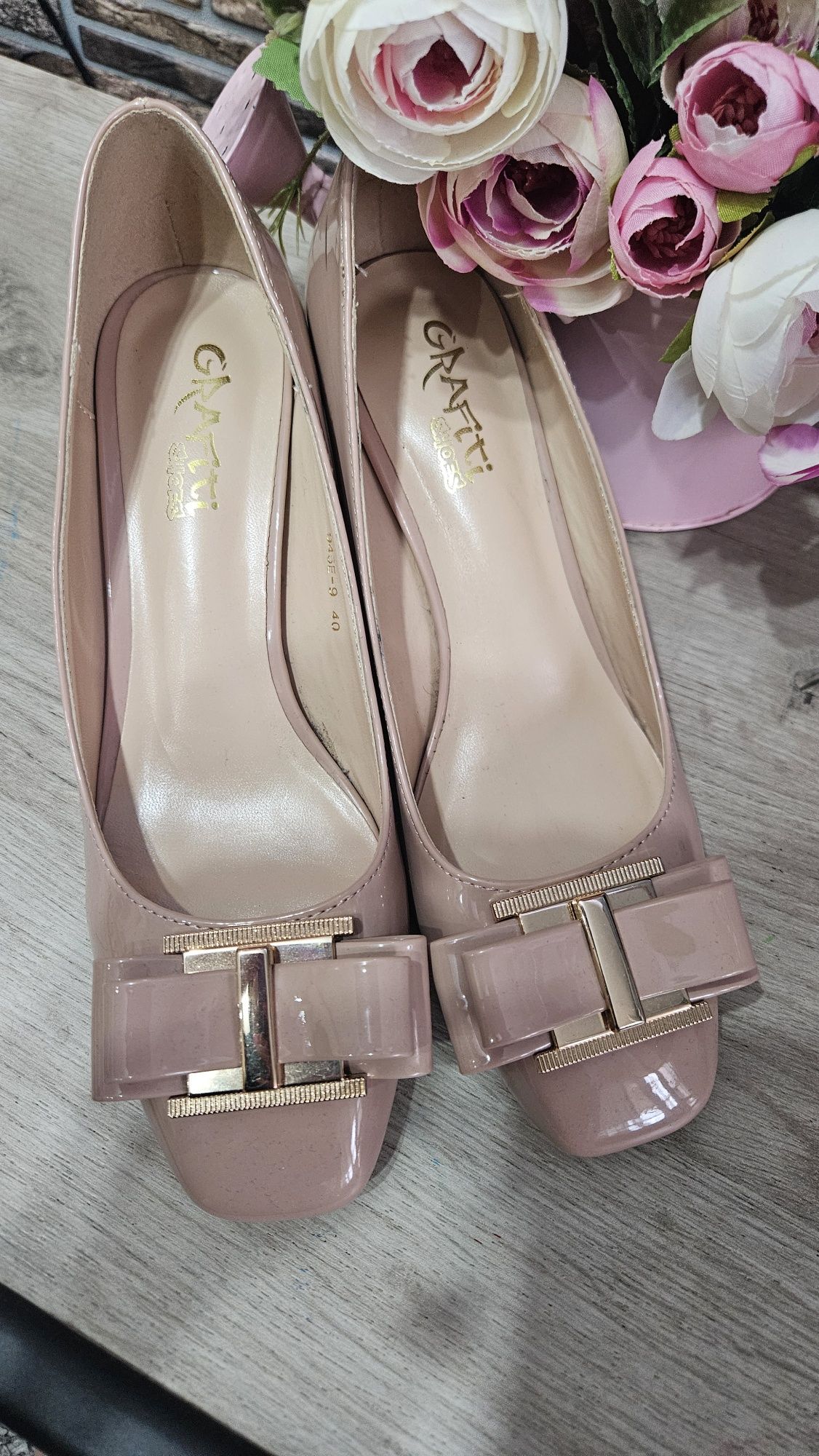 Обувки на ток, nude, 6 см, beige