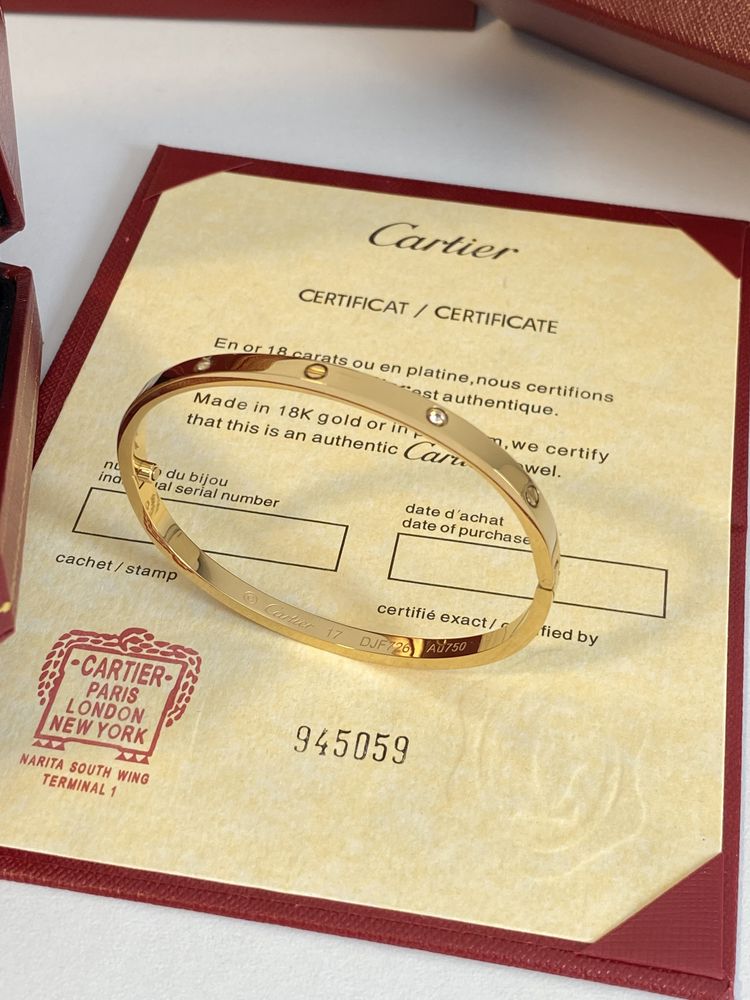 Brățară Cartier LOVE Slim 17 Gold 24K Diamonds