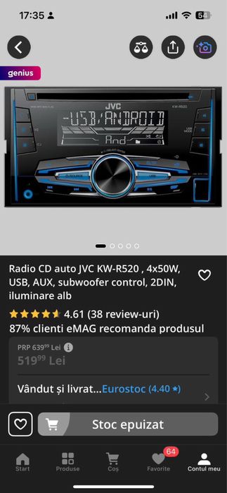 Radio JVC pentru mașina