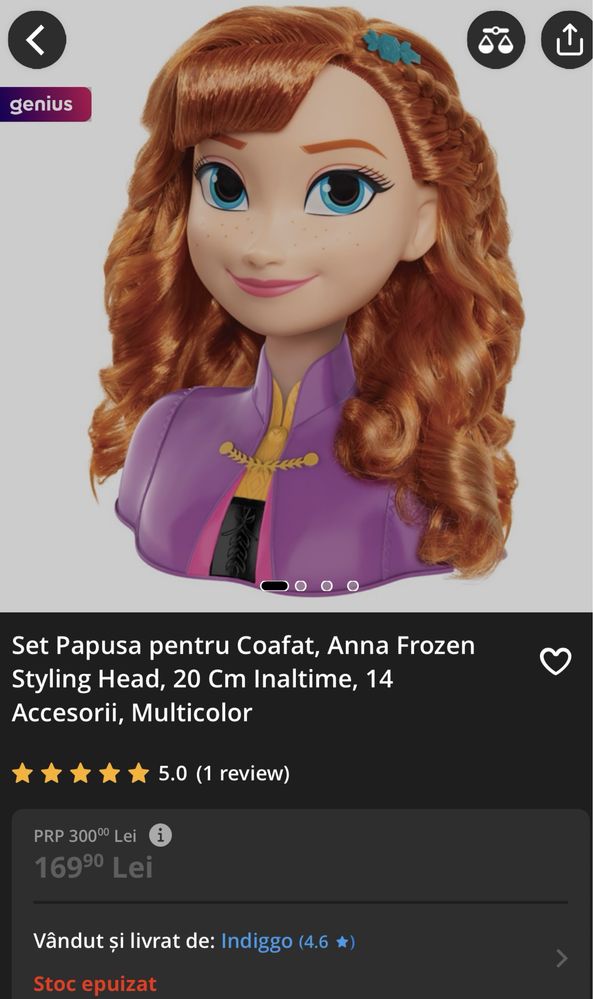 Papusa bust pentru coafat- Anna Frozen Disney