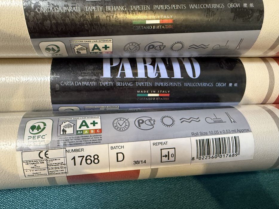 Продавам италиански тапети PARATO – 10 ролки Нови