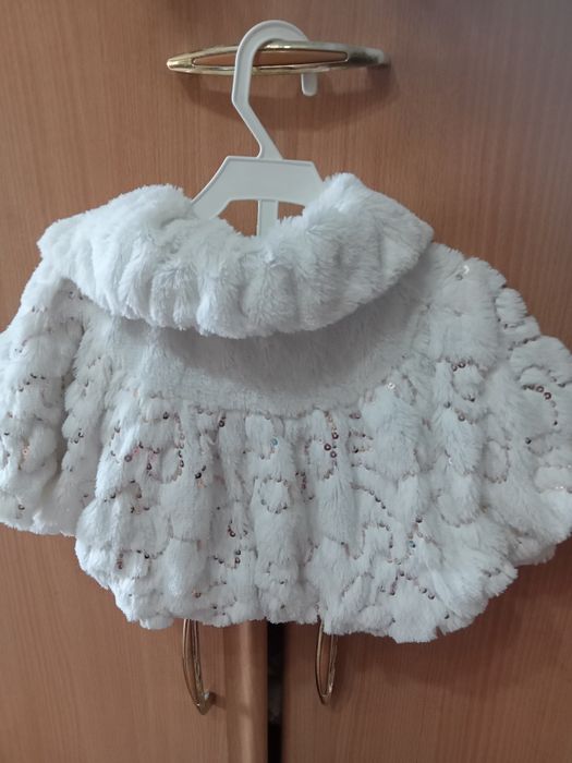 Детское меховое болеро,костюм Снегурочки с короной,накидка