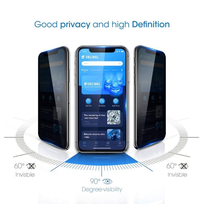 Folie de sticla 5D Apple iPhone XR, Privacy Glass Elegance Luxury, 9H