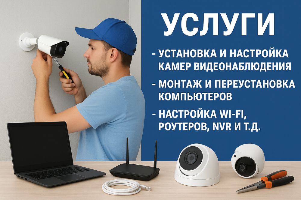 Профессиональная установка камер и компьютеров