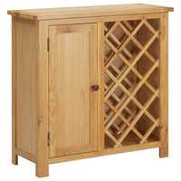 vidaXL Шкаф за вино за 11 бутилки, 80x32x80 см, дъбов масив 289200