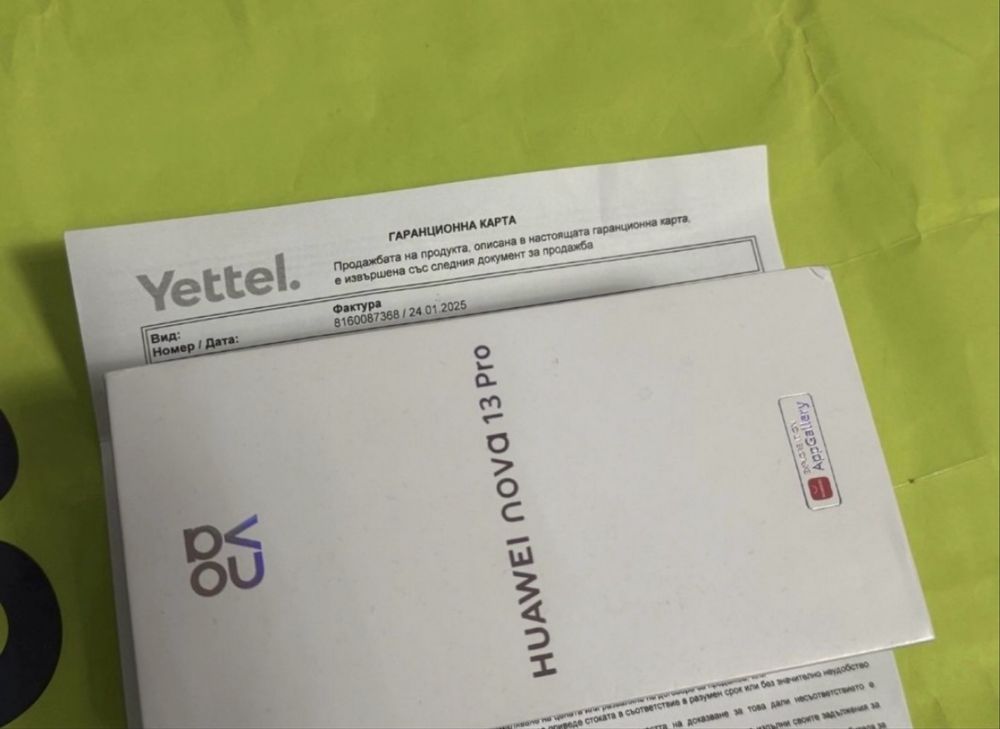 ЧИСТО НОВ 512GB Huawei Nova 13 Pro Гаранция Yettel 3г. 2028 Green