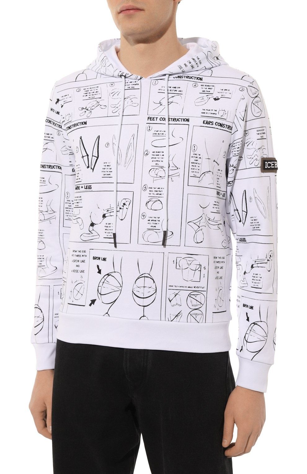 Мъжки суичър Iceberg Looney Tunes Sketch White Hoodie размери M, L