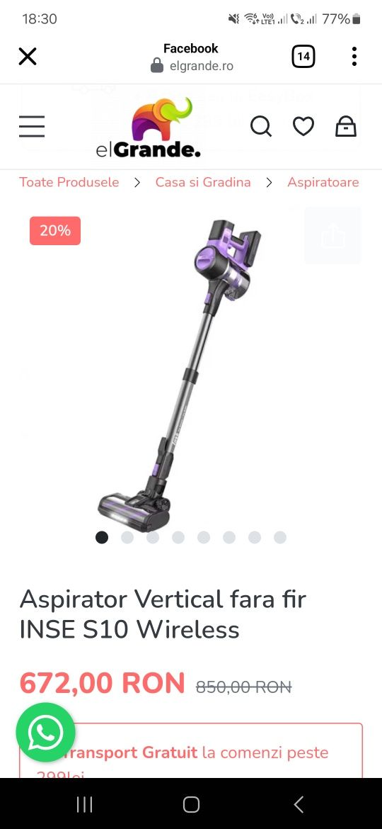 Vand aspirator fara fir foarte silentios