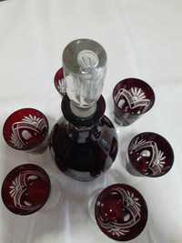 Set sticla și pahare rubin