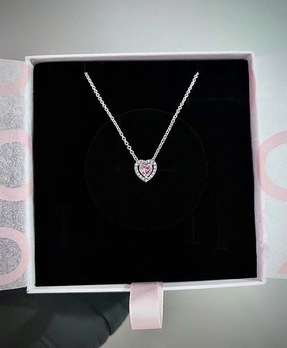 Cercei Pandora argint 925 colier bratara inima roz rosie funda cristal