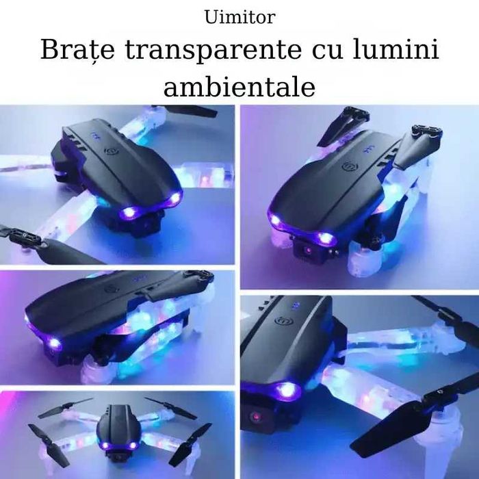 Mini Dronă  Light Edition 2 Camere HD Brate LED Colorate 100m Rază