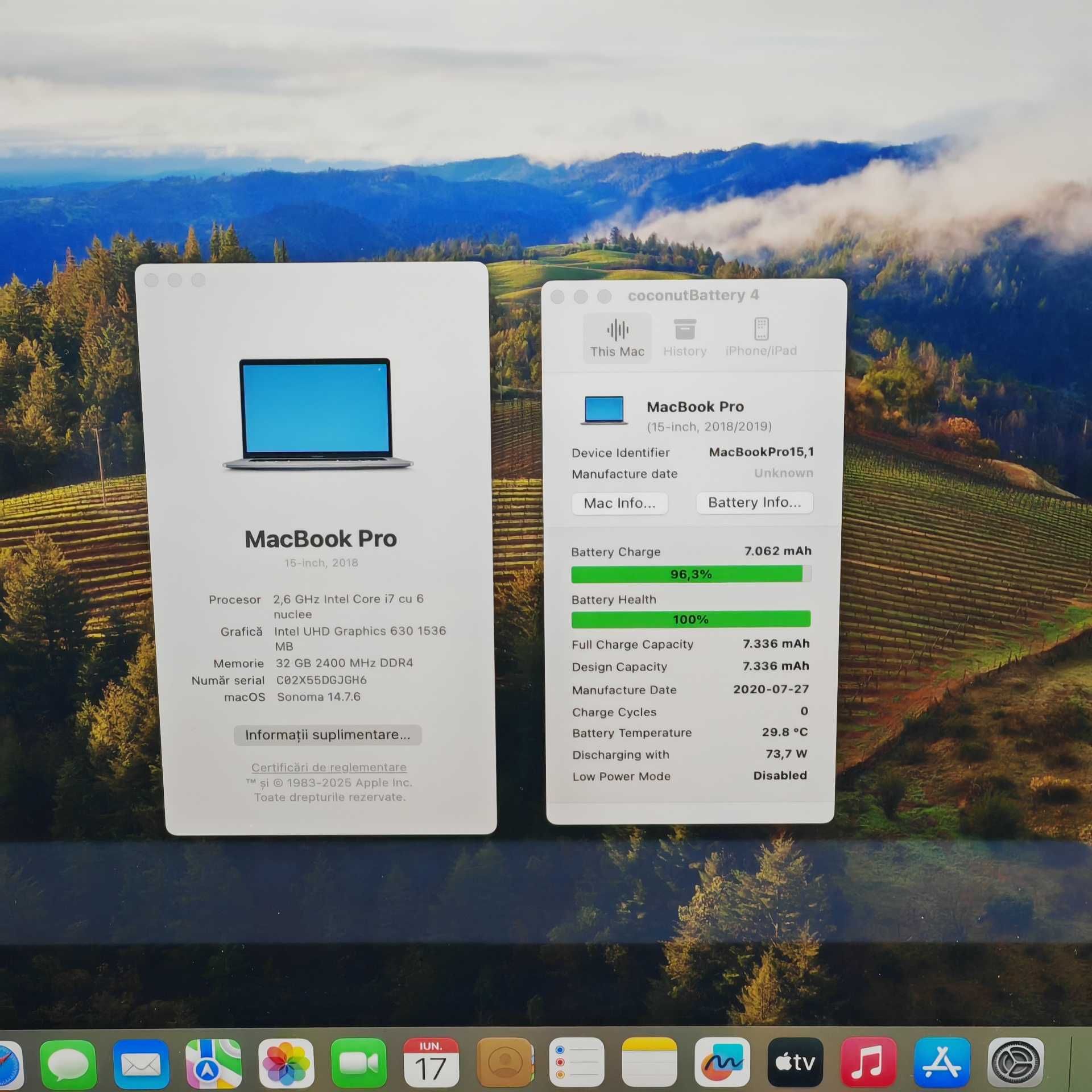 MacBook Pro 15 A1990 i7, 32GB RAM, SSD 512GB, Baterie Nouă, Space Gray