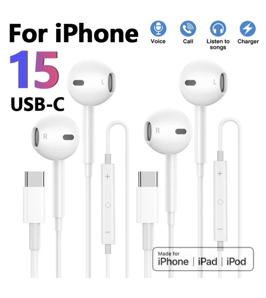 Pachet 3 in 1 Incarcator + Cablu Usb + Casti Compatibile Iphone