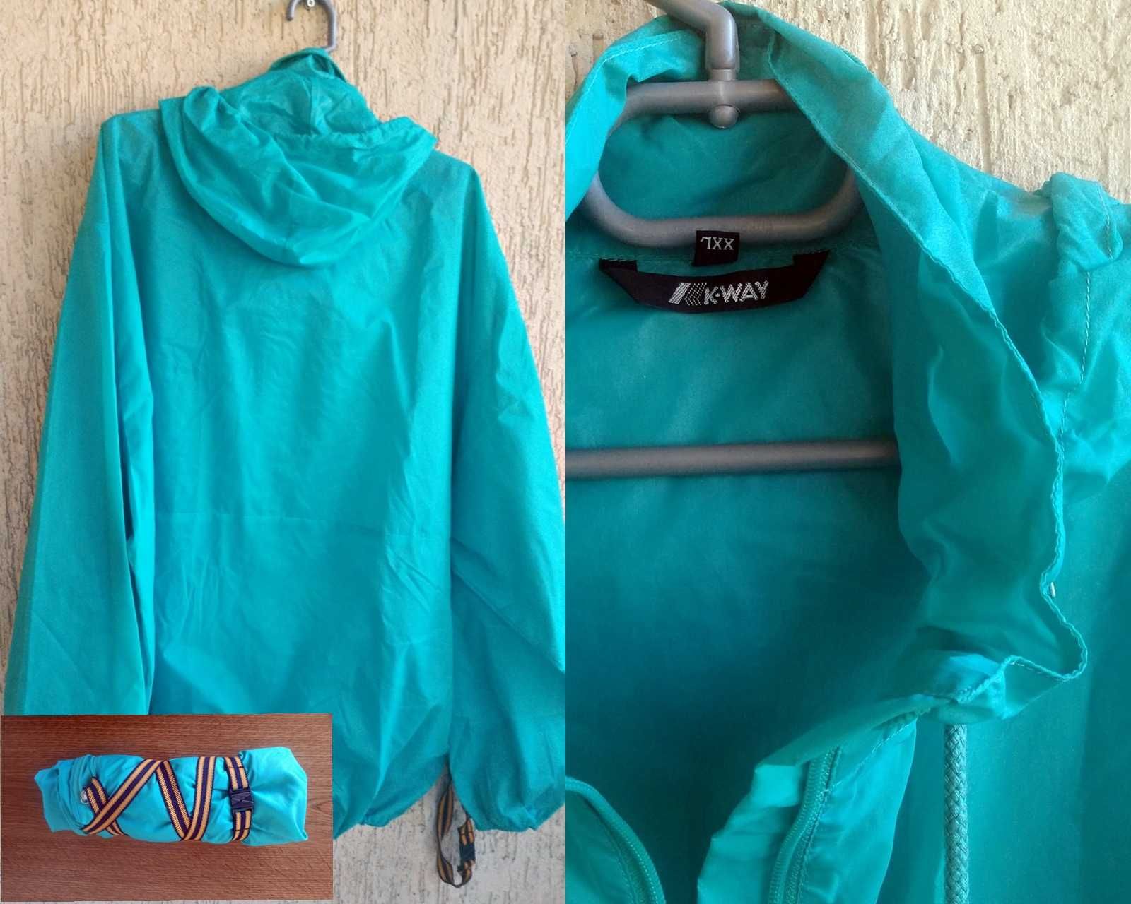 Водоустойчиво, ветроустойчиво яке K-WAY Turquoise, XXL