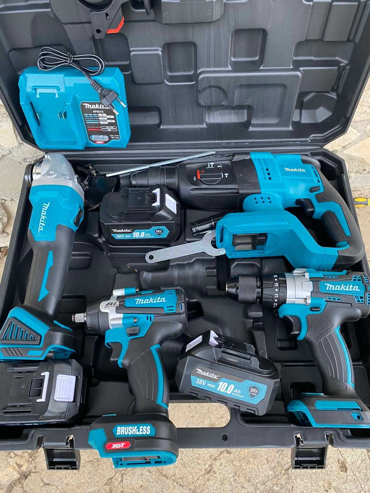 Комплект Makita Pro 4в1 -Ъглошлайф,Винтоверт,Гайковерт и Перф. Макита