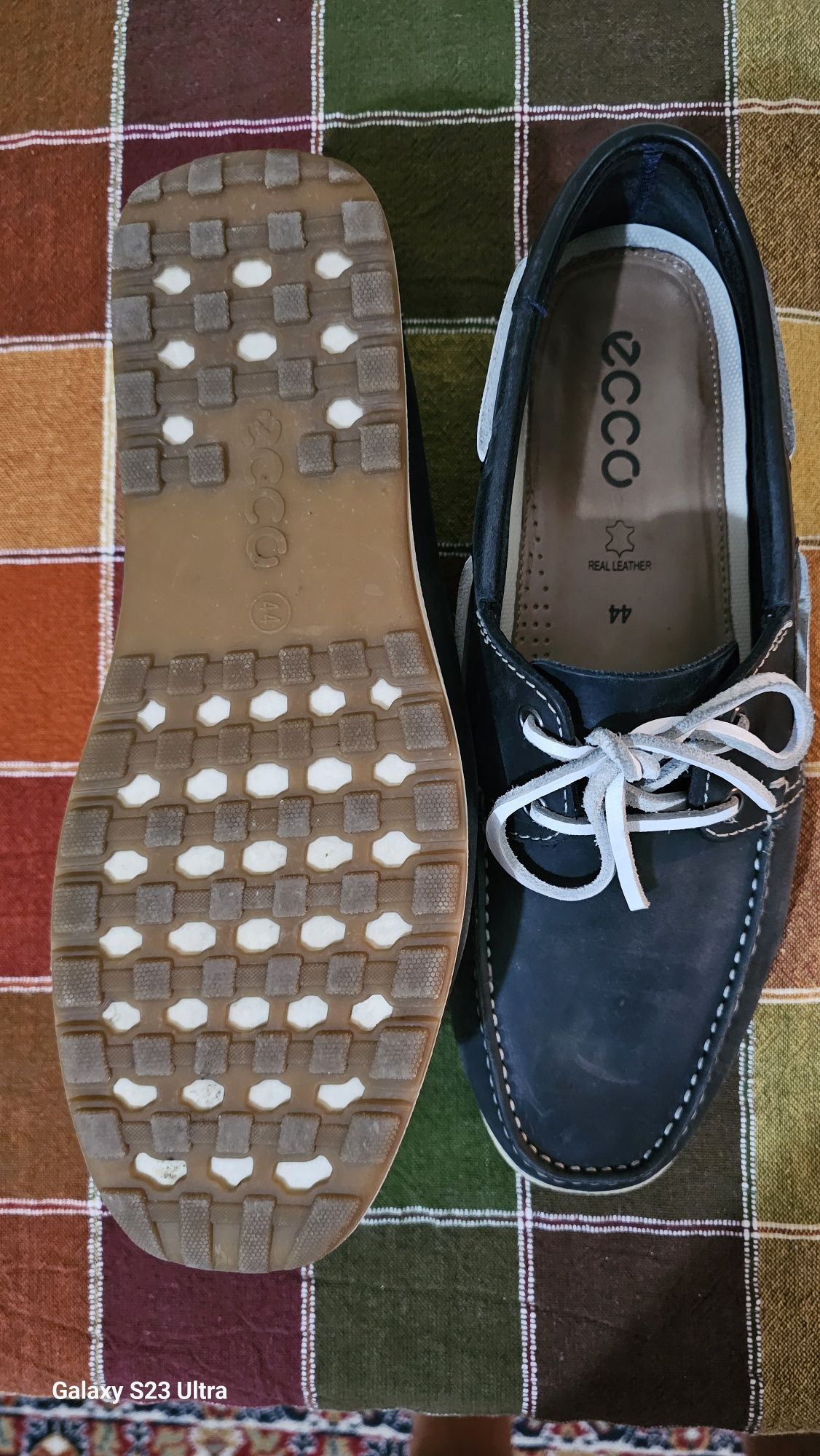 Pantofi Ecco piele albastru mărimea 44