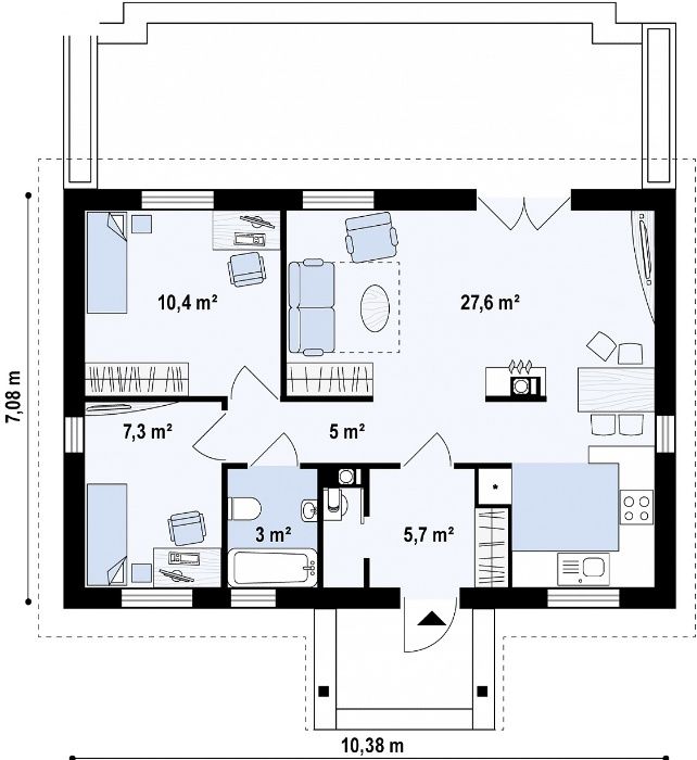 Kit casă structură lemn 74 mp