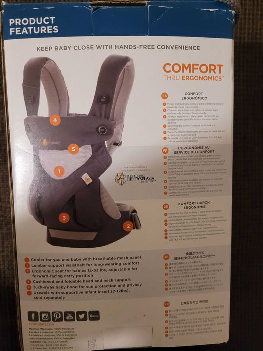 Ergobaby 360 Cool Air Mesh ергономична раница Carbon/Grey