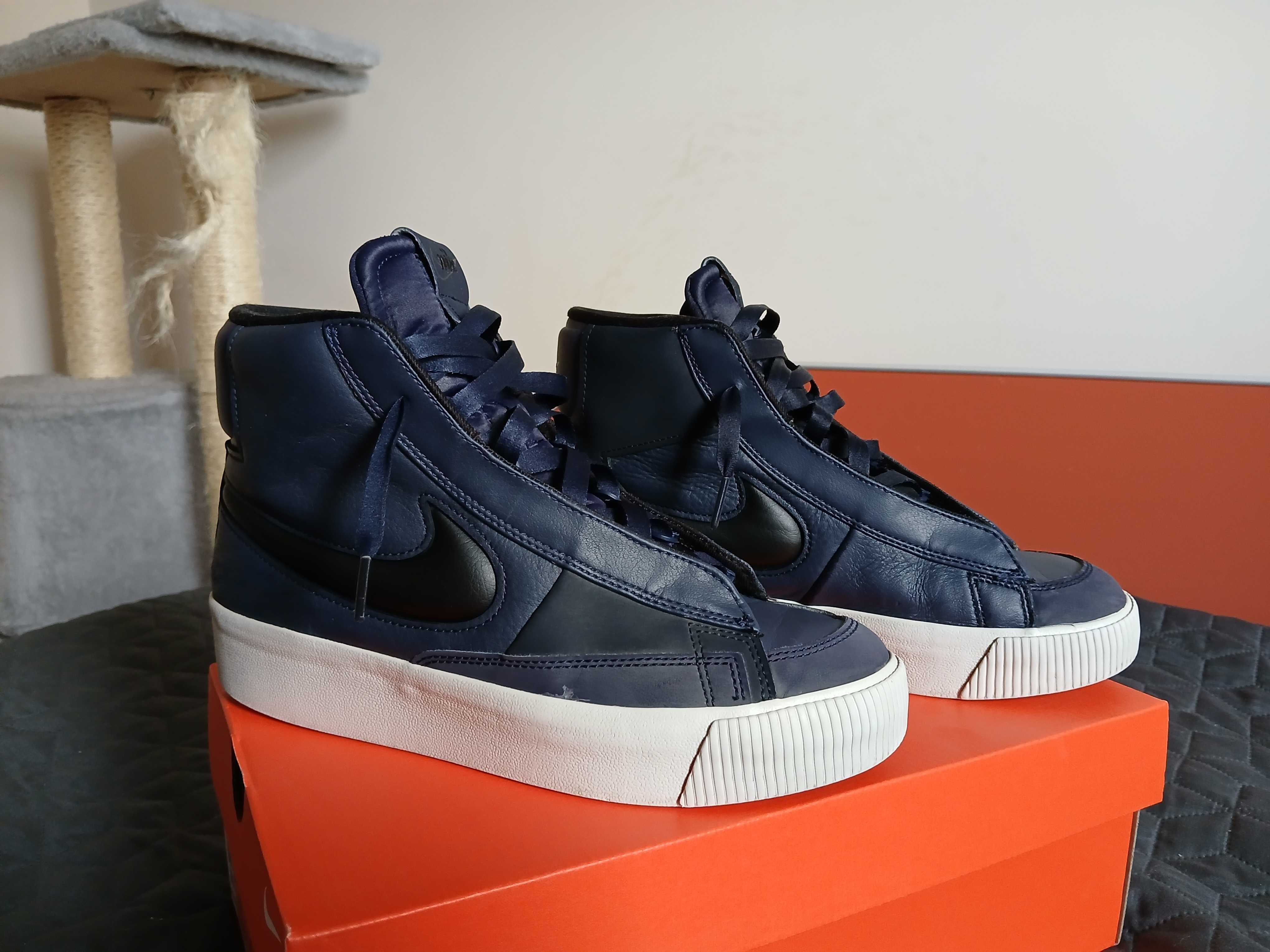 Nike - Pantofi sport mid-high Blazer Victory, Negru, Bleumarin, 5.5