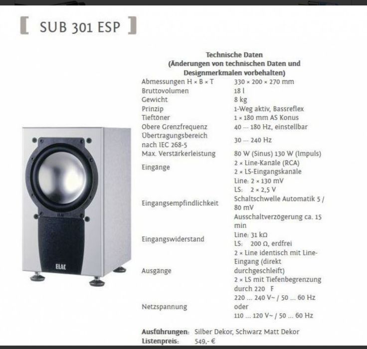 Subwoofer ELAC Sub 301 ESP