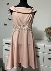 Rochie ocazie elegantă roz pudra