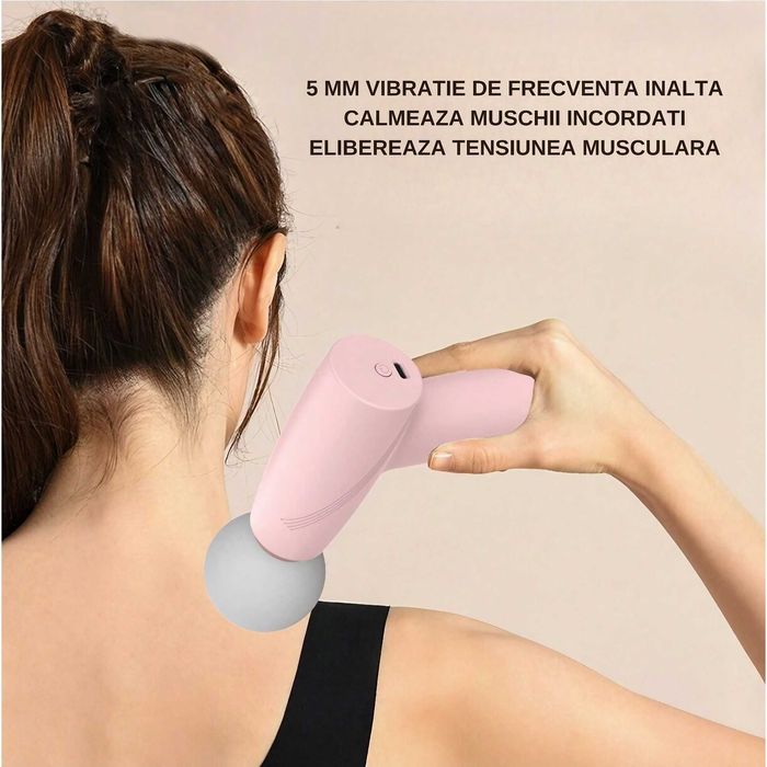 Mini Aparat de Masaj Muscular si Facial Portabil Tip Pistol Acumulator