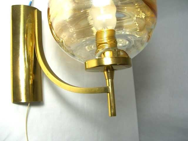 Aplice Mid Century Modern, KW, Art Deco, alamă, sticlă Murano, vintage