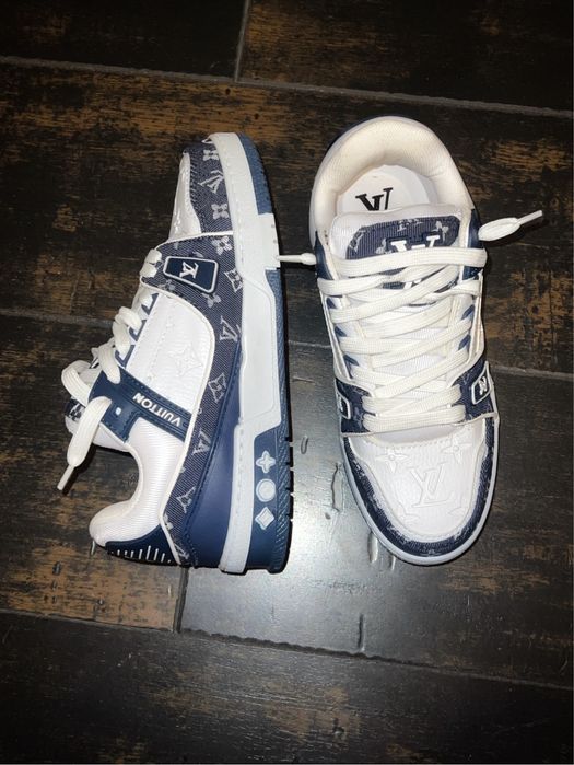 Louis Vuitton LV Trainer Denim Monogram Alb/Bleu