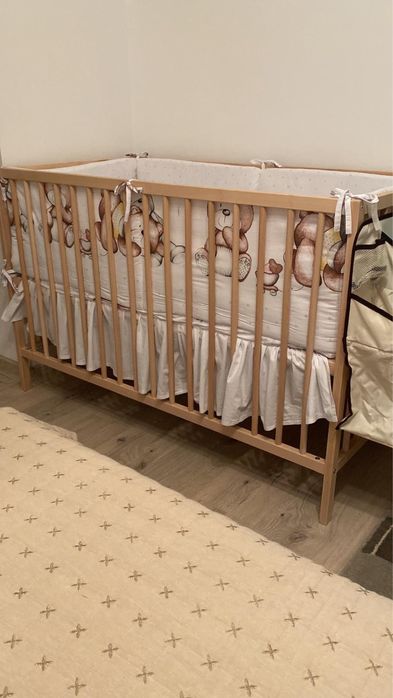 Patut copil cu saltea, asternuturi si protectie pat