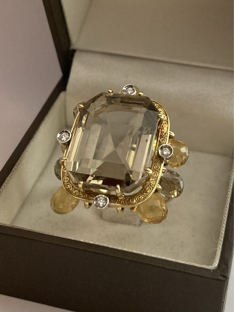 Inel aur 18kt.cu Citrine si diamante