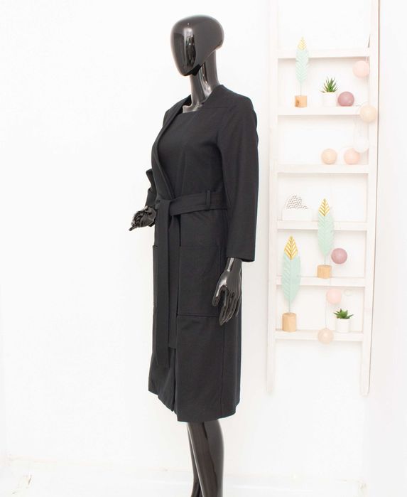 Cos оригинално дамско вълнено преходно палто с колан черно 36 S