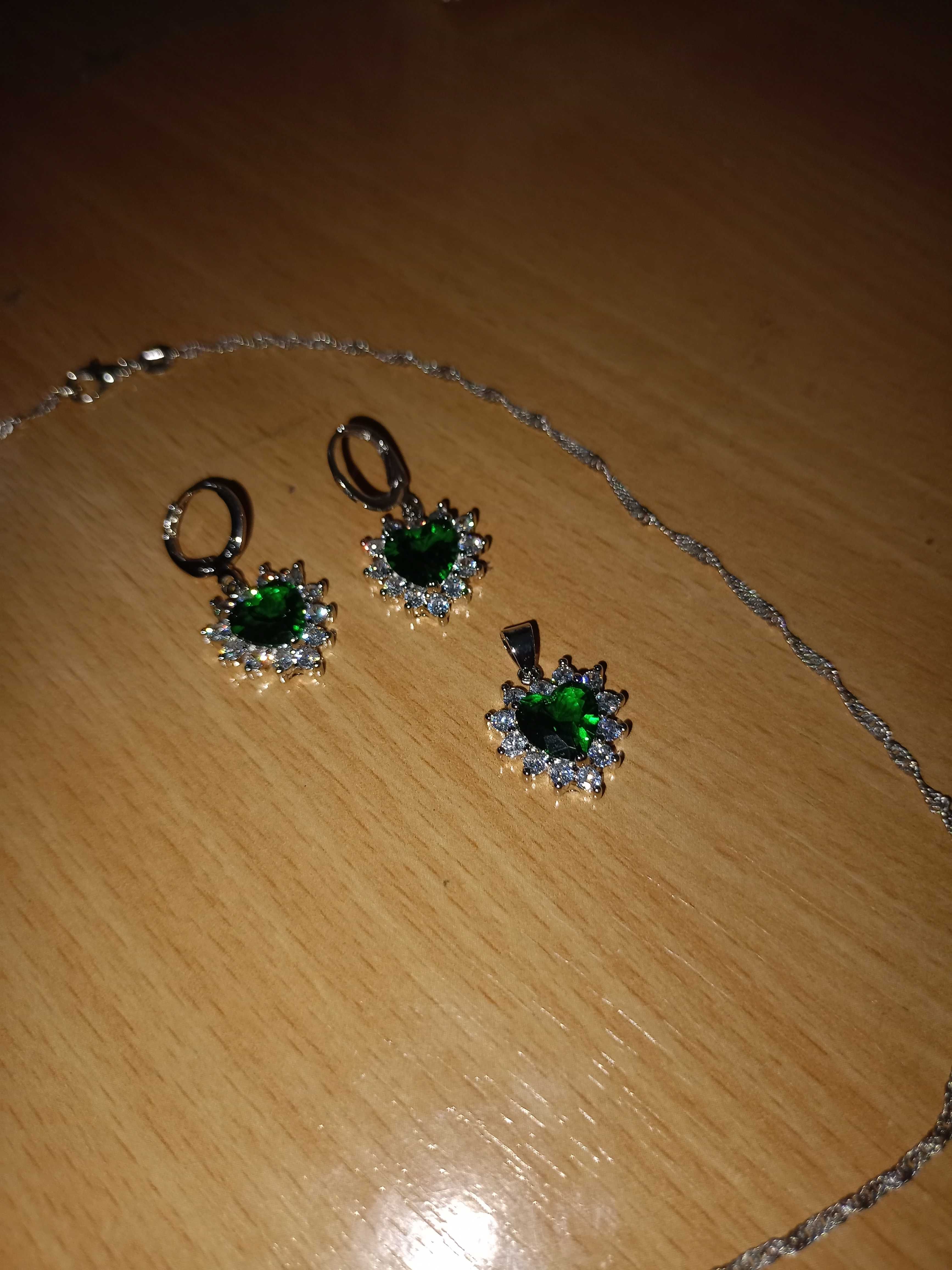 Set de bijuterii din argint Heart of the ocean,culoare verde
