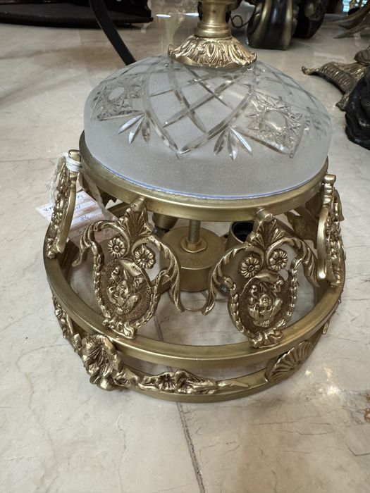 Plafoniera din bronz masiv- sticla