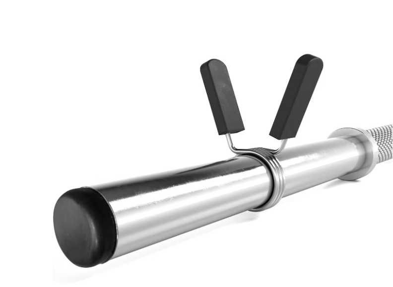 Bara de haltere de 140 cm, 30 mm, otel, crom,cu 2 cleme fixare incluse