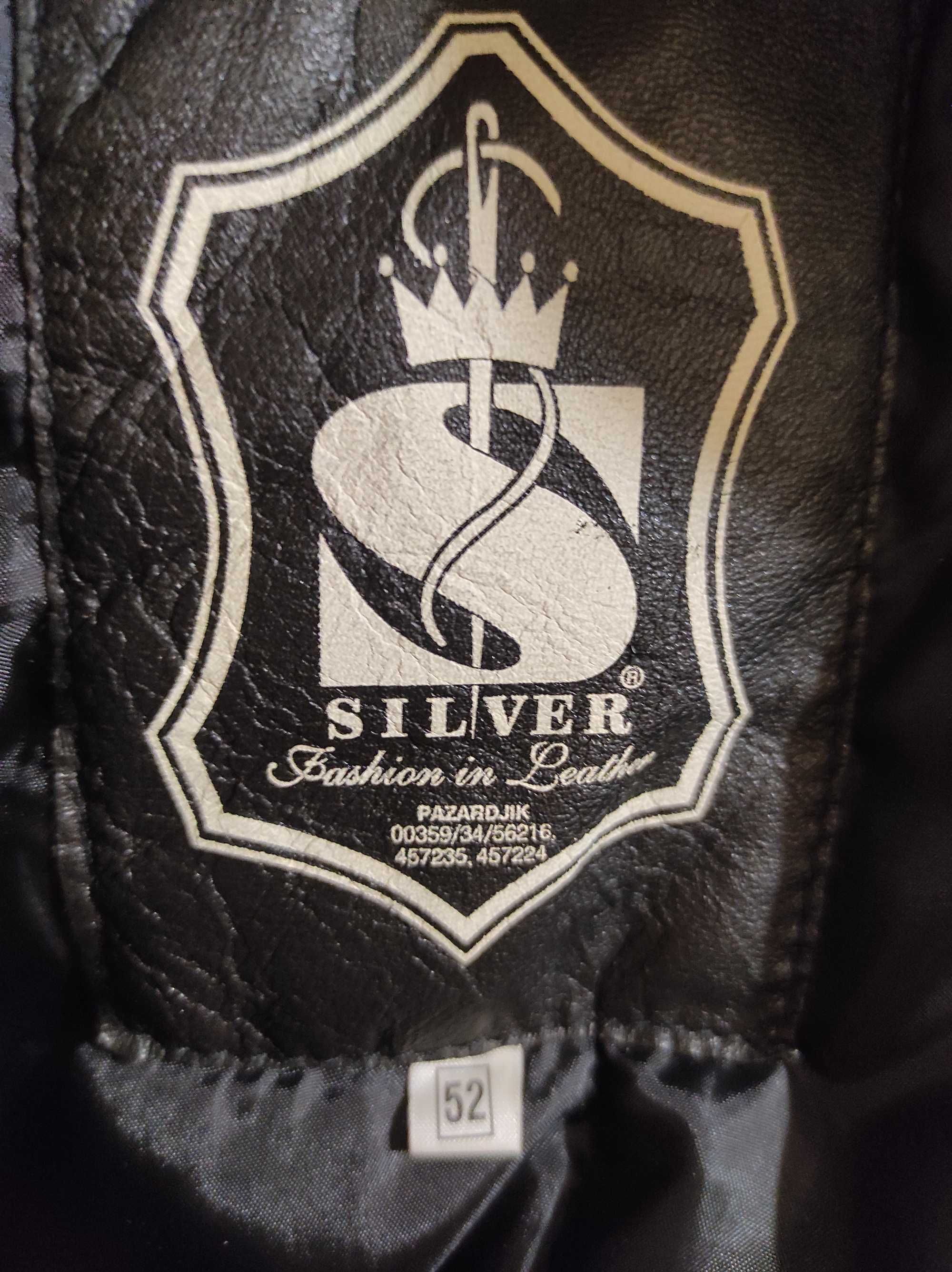 Мъжка черна кожена полушуба SILVER