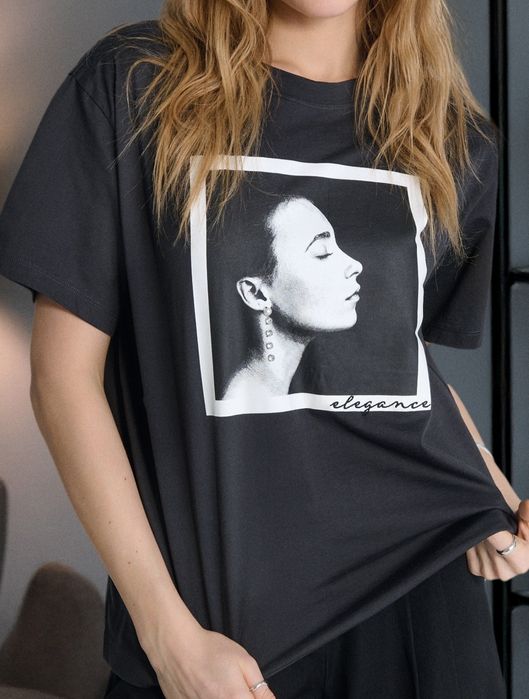 Нова дамска тениска с принт памук Sinsay размер XXS