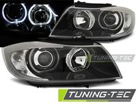 Faruri BMW E90/E91 03.05-11 LED ANGEL EYES BLACK negru Tuning Tec