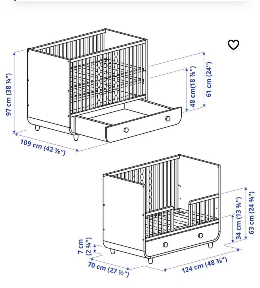 Set patut si masa de infasat-comoda din lemn IKEA