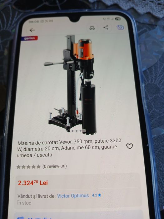 Mașină de carotat Vevor 750 rpm putere 3200W