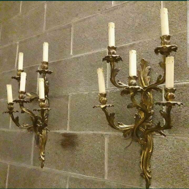 Două perechi de candelabre - aplice din bronz dorè