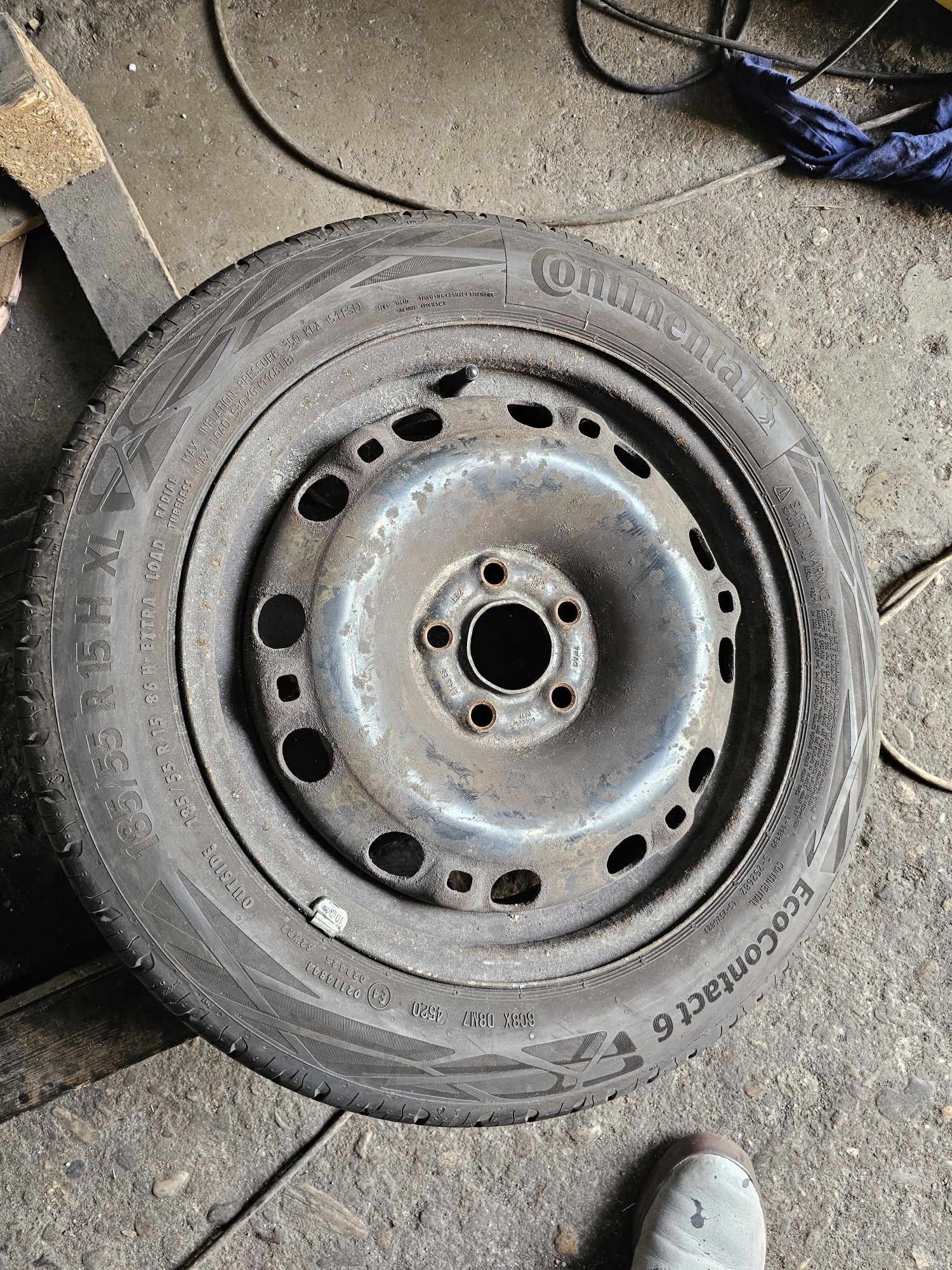 4 jante 5x100 cu anvelope vara 185 55 15 Continental