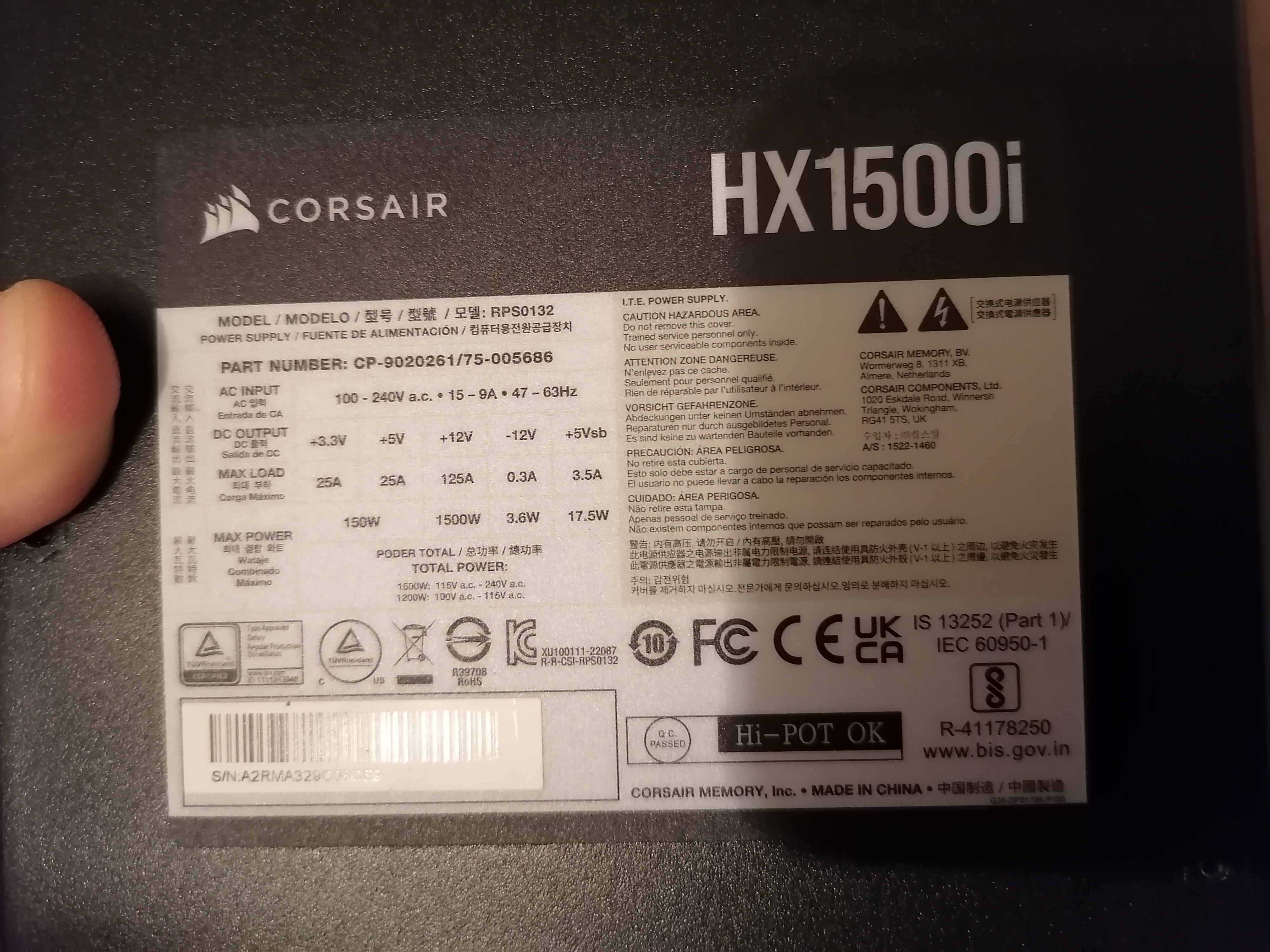 Sursa profesionala Corsair HX1500i Platinum atx 30 1500W rtx 4090 5090