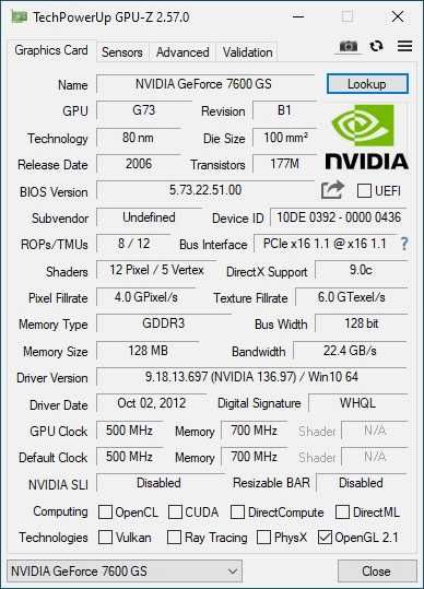 Видео карта Nvidia GeForce 7600GS, 128MB, DDR3, 128bit