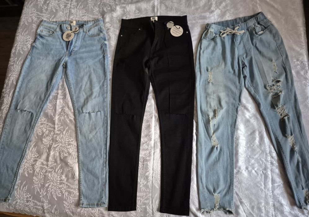 Ocazie Lot 3 Perechi Pantaloni 11-12 ani cu franjuri noi eticheta UK