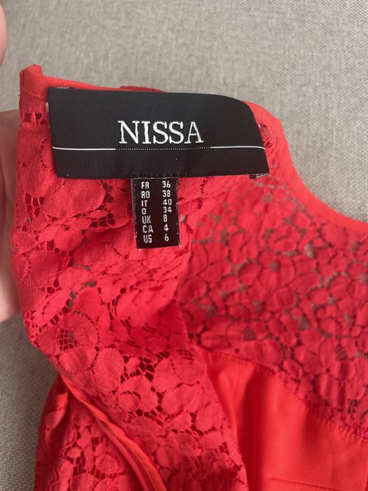 Rochie seara Nissa, dantela rosie